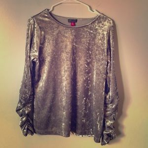 Vince Camuto silver/gray metallic velvet top